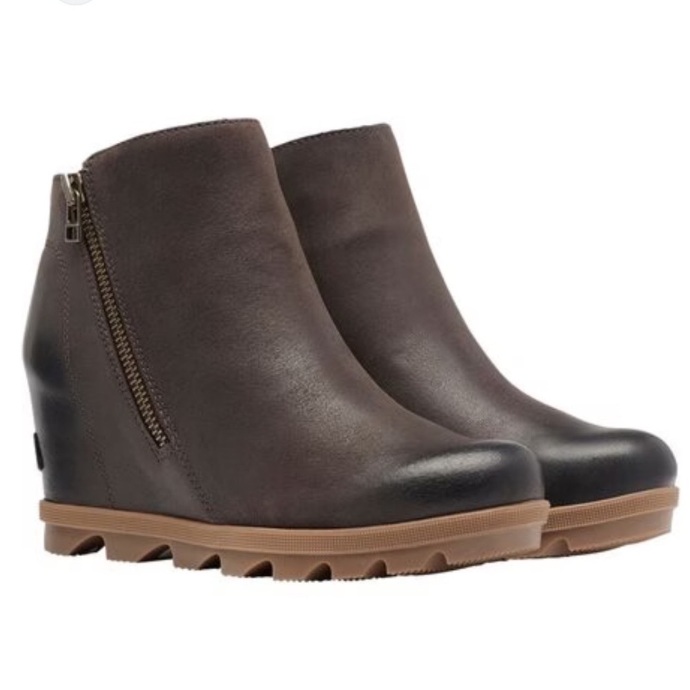 Sorel Joan of Arctic Leather Wedge 2 Dark Brown Boots Women's Size 10